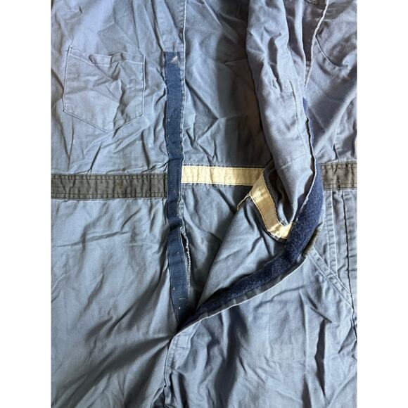Men’s XL 100% Cotton USA Made Blue Coveralls 32″ Inseam, Velcro Front, Workwear - Picture 4 of 4